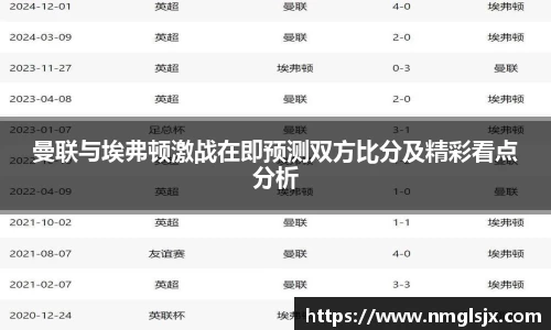曼联与埃弗顿激战在即预测双方比分及精彩看点分析